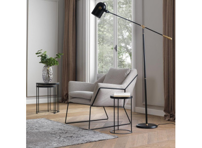 Sessel Einsitzer Stoff Ohrensessel Sitzer Polyester Grau Wohnzimmer