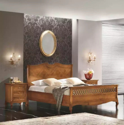 Bett 2x Nachttische Kommode 5tlg. Set Schlafzimmer Italienische Möbel