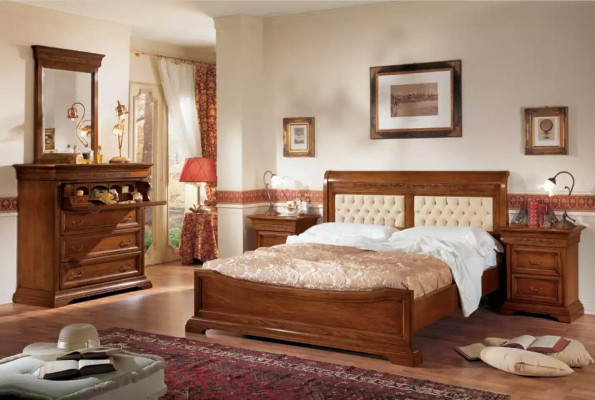 Bett Bett 2x Nachttische Holz Design Betten Schlafzimmer 5 tlg. Sets