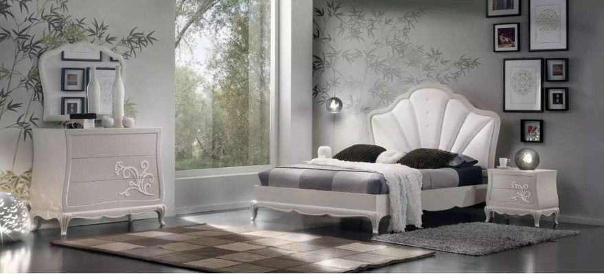 Schlafzimmer 3 tlg. Set Bett 2x Nachttische Modern Design Grau Betten