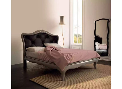 Bett Grau Luxus Holzbett Schlafzimmer Design Italienische Art déco Neu