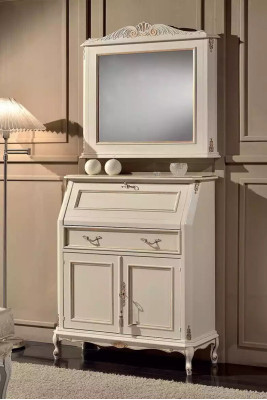 Weiße Kommode mit Spiegel Klassischer Stil Möbel Set 2tlg Sideboard Kommoden