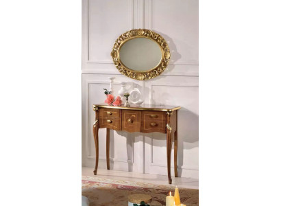 Klassischer Konsolentisch Brauner Holztisch Wohnzimmer Designer Möbel