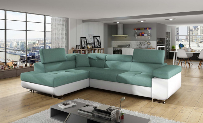 Eck Stoff Ecksofa L-Form Sofa Couch Design Couch Polster Textil Modern Textil