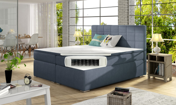 Boxspring 180x200cm Bett Betten Hotel Leder Komplett Bettkasten Topper