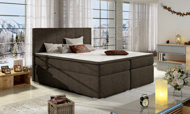 Lederbett Polster Bett Boxspring Betten 180x200cm Bettkasten Matratze