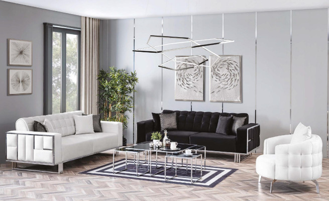 Dreisitzer Couch Sofa Möbel Einrichtung Couchen Sofas Schwarz Polster