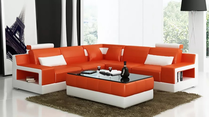 Wohnzimmer Leder xxl couch landschaft sofa moderne designer eckpolster
