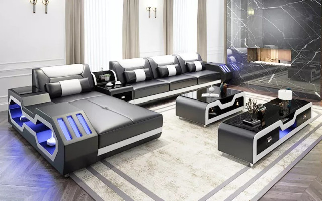 Lederpolster Design Ecksofa Eckcouch Couch Sofa L Form Wohnlandschaft