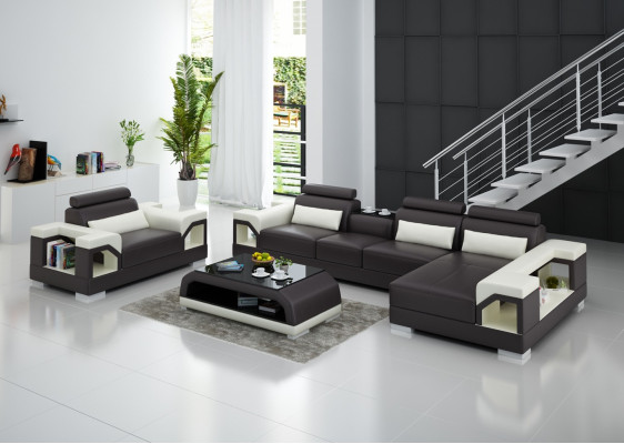 Wohnlandschaft Ecksofa L Form Sessel Set Garnitur Modern Sofa Leder Sitz Ecke