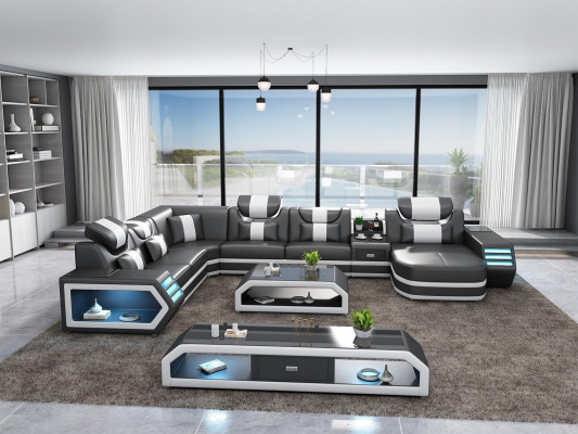 Polster Ecksofa Ausgefallene Wohnlandschaft eckgarnitur couchen sofas usb led