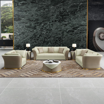 Sitzgarnitur 3+2+1 Sitzer Design Polster Sofas Leder Relax Moderne Neue Braun