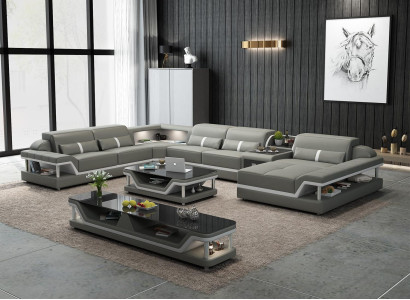 Wohnlandschaft U Form Ecksofa Couchtisch Sideboard Design Wohnlandschaft 3tlg