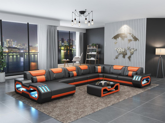 Wohnlandschaft U Form Ecksofa Couchtisch Sideboard Design Wohnlandschaft Big Neu