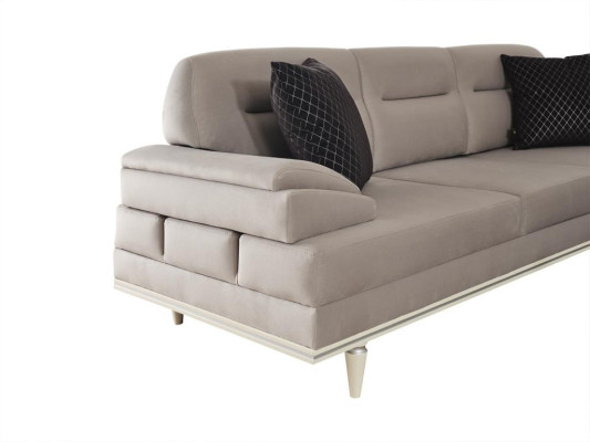 Modernes Beige Sofa Wohnzimmer Set Design Stoffcouch Couchen Sofas 3 Sitz