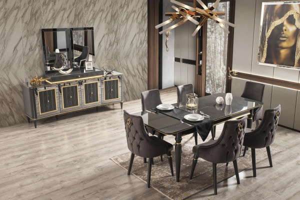 Luxus Esszimmer Esstisch Stuhl Gruppe Garnitur Set Holz Tisch Tische 7tlg. Sets