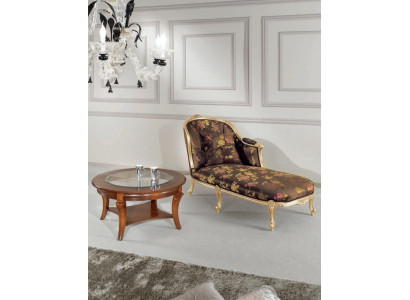 Klassische Chaiselongue + Couchtisch Gold Blumen Liege Italienische Möbel Tisch