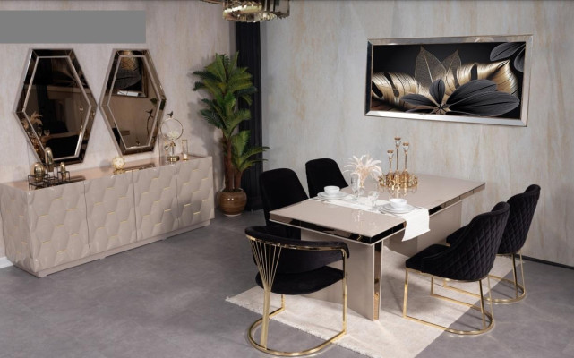 Esstisch Holz Esstische Tische Tisch Design Gold Luxus Esszimmer Möbel Designer
