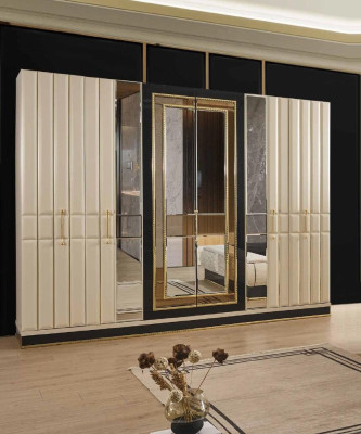 Bett Nachttisch Kleiderschrank 4 tlg Schlafzimmer Set Design Modern