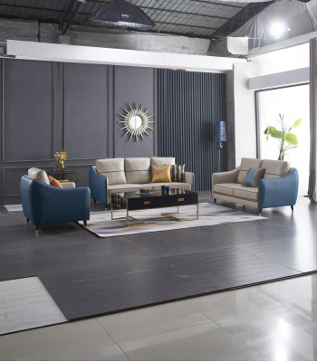 Wohnlandschaft Sofa Polster Sofagarnitur 3+2+1 Couchtisch Beistelltisch