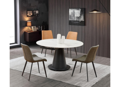 Runder Tisch Edelstahl Marmor Imitat Stein Esstisch Esszimmer Tische