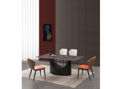 Hochwertiger Tisch Luxus Tische Esszimmer Möbel Säulen Fuß Stein Optik