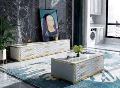 Sideboard TV Lowboard RTV XL Schrank Couchtisch Wohnzimmer Marmor