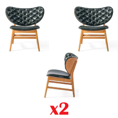 Esszimmer Neu Polster Gastro Leder Design Stuhl Set 2x Massiv Holz