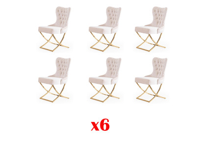 Garnitur Stühle 6x Polster Design Lounge Sitz Lehn Gruppe Möbel Stühle