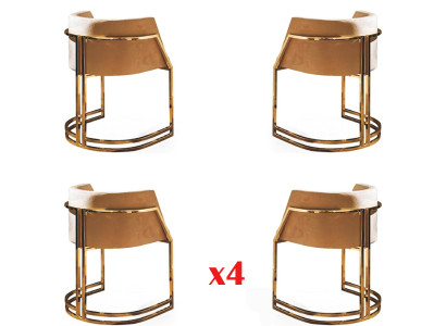 Küche Esszimmer Modern 4x Sessel Stuhl Edelstahl Stoff Polster Stühle