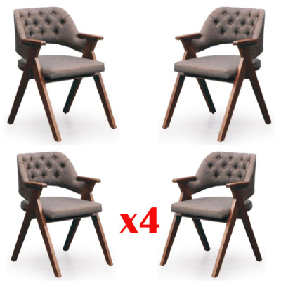 Garnitur 4x Stuhl Set Gruppe Chesterfield Lehnstuhl Esszimmer Stühle Garnitur