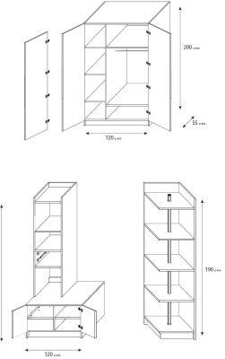 Kleiderschrank Schlafzimmer Mehrzweck Schränke Holz 3 türiger Blau Neu