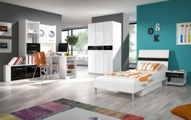 Schrank Schränke Kleiderschrank Hochglanz Kleiderschränke Kinderzimmer Weiß Neu