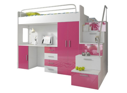 Doppelstockbett Etagenbett Bett Kinderbett Jugendbett Hochbett Rosa Kinderzimmer