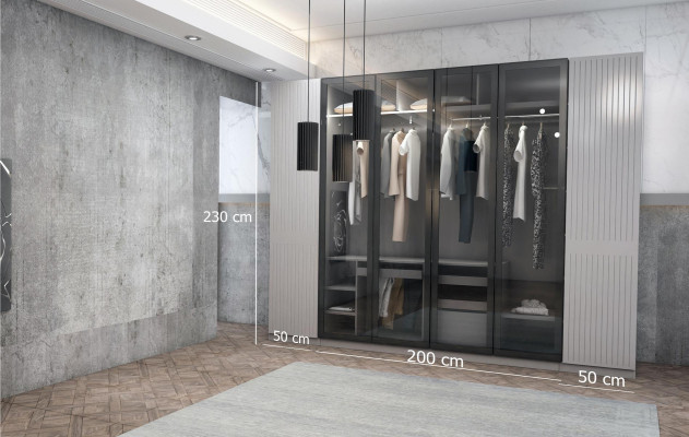 Hellgraues Schlafzimmer Set Komplett Möbel Bett Kleiderschrank Nachttische 7tlg