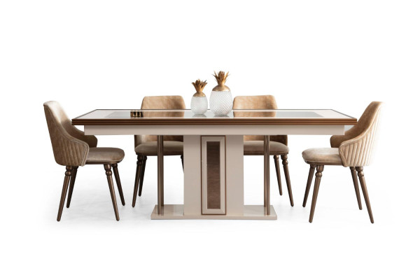 Esszimmer Set 4x Lehnstühle Esstisch Design Möbel Essgruppe Stuhl 5tlg.