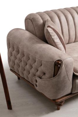 Chesterfield Sofagarnitur Couch Sitzpolster Sofa Couchen Möbel Stoff Textil