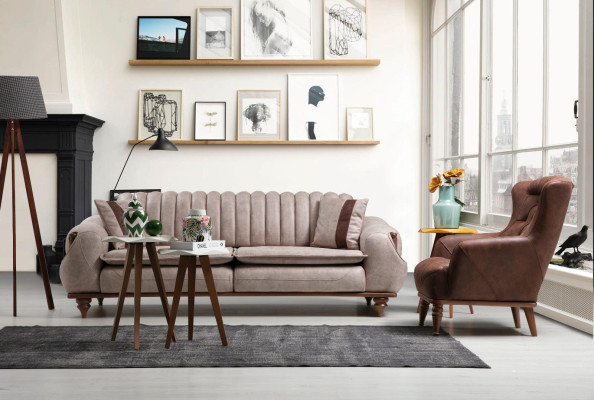 Chesterfield Sofagarnitur Couch Sitzpolster Sofa Couchen Möbel Stoff Textil