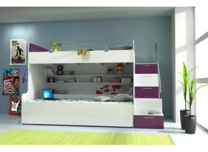 Doppelstockbett Etagenbett Bett Kinderbett Jugendbett Hochbett Neu Violett/Weiß