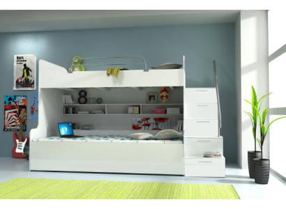 Doppelstockbett Etagenbett Bett Kinderbett Jugendbett Hochbett Neu Weiß/Weiß