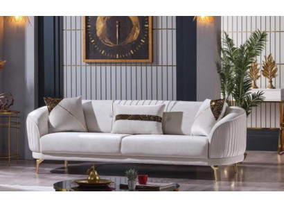 Weißer Edelstahl Dreisitzer Wohnzimmermöbel Polstersofas Luxus Möbel Sofa Samt