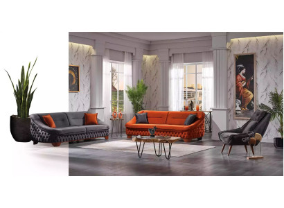 Sofagarnitur 3+3+1 Sitzer Sofas Set Chesterfield Wohnzimmer Komplett 3tlg