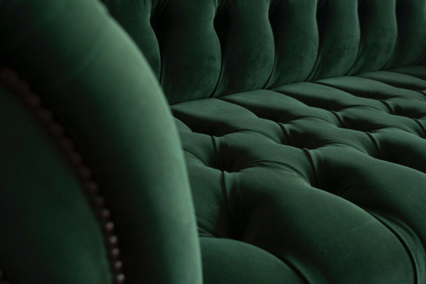 Klassische Chesterfield Design Couch 3 Sitzer Sofa Couch Samt Leder big grün neu