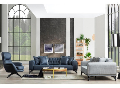 Designer Möbel Sitzgarnitur 3+3+1 Sofagarnitur Polster Möbel Couchen