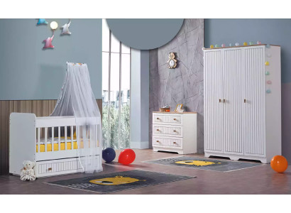 Baby Komplettzimmer Schrank Bett Kinderzimmer Säugling Kommode 3tlg.