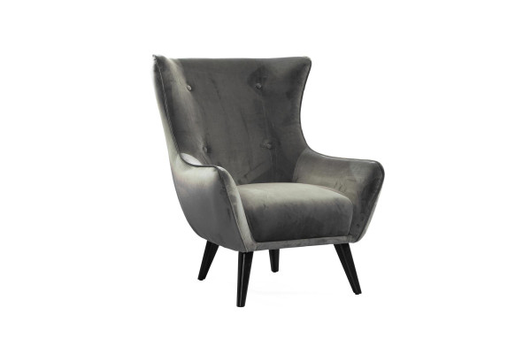 Sessel Ohrensessel Stoff Wohnzimmer Polyester Design Grau Modern Sitz