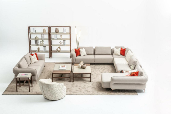 Sofagarnitur 2+1 Sitzer U-Form Sofa Set Wohnzimmer Garnitur Luxus Couchen