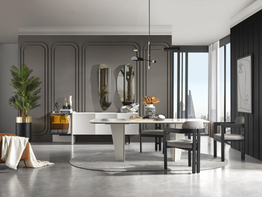 Essgruppe Garnitur Esszimmer Esstisch Luxus Stühle Essecke 9tlg Weiß