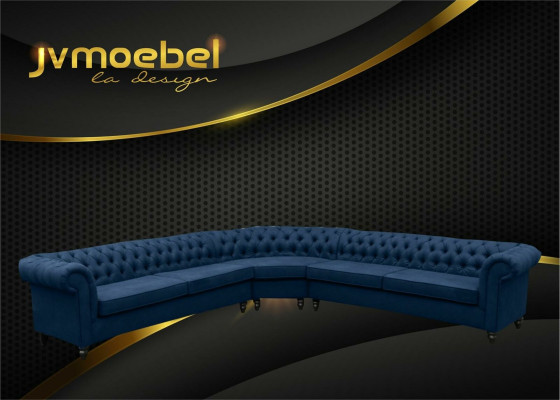 Ecksofa Sofa Design Chesterfield Couch Textil Stoff Wohnlandschaft Garnituren