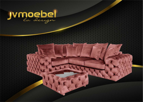 Ecksofa Sofa Couch Polster Eckgarnitur L Form Couchtisch Textil Wohnlandschaft